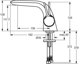 Ideal Standard Waschtischarmatur Melange flex.Schläuche, Ausld. 136mm, Chrom