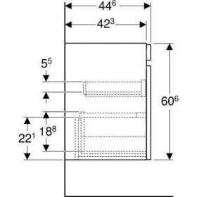 Geberit Renova Plan US f. WT, mit 1 Schu 58,5x60,6x44,6cm, Nussbaum hickory hell