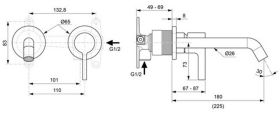 Ideal Standard Wand-Waschtischarmatur JO runde Rosette, Ausld.180mm, Chrom