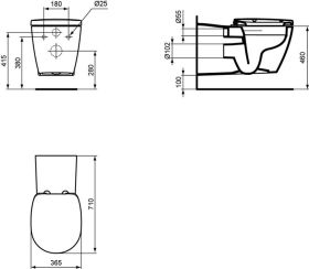 Wand-T-WC Connect Freedom, barr-frei, o. Spülrand, 360x700x385mm, Weiß