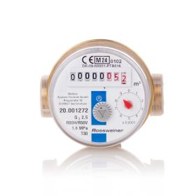 Wohnungs-Wasserzähler Aufputz für Kaltwasser Q3 2,5 m³ - Baulänge 80 mm