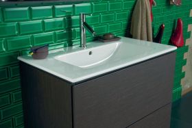 Möbelwaschtisch ME by Starck 830 mm mit ÜL, mit HLB, 1 HL, weiß WonderGliss
