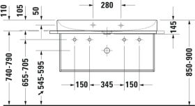 Möbel-WT DuraSquare 1000mm o. ÜL, 2 HL, geschl., weiß