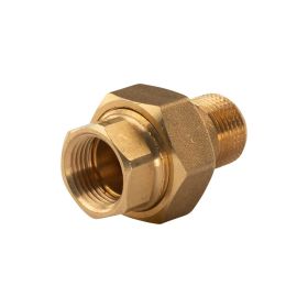 Messing Gewinde-Fitting Verschraubung mit O-Ring konisch dichtend 3/8" IG - 3/8" AG (DN10) - schwere Ausführung