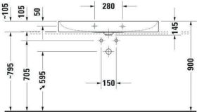 Möbel-WT DuraSquare 1000mm o. ÜL, 2 HL, geschl., weiß