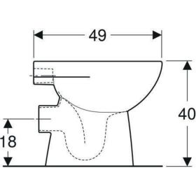 Geberit Renova Stand-WC Tiefspüler, Abg. teilgeschl.Form, T:49cm, weiß