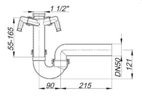 Geruchverschluss 100/2 1 1/2" x DN 50 020321 mit 2 Waschgeraete-Anschlussen