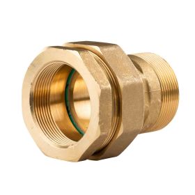 Messing Gewinde-Fitting Verschraubung gerade flachdichtend 2"IG - 2''AG (DN 50) - schwere Ausführung