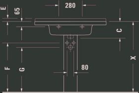 Möbelwaschtisch Starck 3 850 mm mit ÜL, mit HLB, 1 HL, weiß