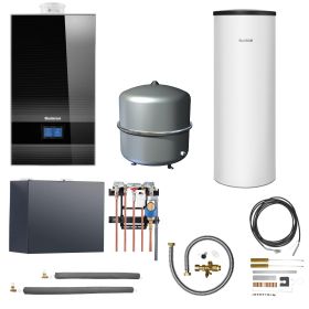 Buderus Gas-Brennwert Logaplus-Paket W49 GB182i.2-25 25kW H-Gas Hydraulikbox MS100 Speicher SU200S-B BC400  MAG 35l  schwarz