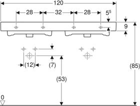 Geberit iCon Doppelwaschtisch, 120x48,5c m. Hl., m. Ül., weiß