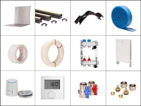 60 m² Set Tackersystem Faltplatte 25 mm WLG 045 16x2 PE-RT Rohr Raster 10 cm 6 Heizkreise LCD Regler 230 V + Zubehör
