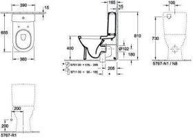 Villeroy & Boch Tiefspül-WC für Kombination O.n 565810 360x640mm Oval Weiß Alpin