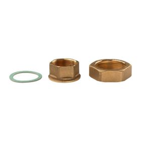 Messing Gewinde-Fitting Schaft flachdichtend mit Kappe für Rundelemente + Dichtung 1 1/4"IG (DN 32) - 2"IG (DN 50) - schwere Ausführung
