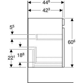 Geberit Renova Plan US f. WT, mit 1 Schu u. Innenschubl., 63,4x60,6x44,6cm, weiß