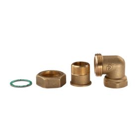 Messing Gewinde-Fitting Winkelverschraubung 90° flachdichtend 3/4" IG - 3/4"AG (DN 20) - schwere Ausführung