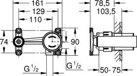 GROHE Einhand-UP-Einbaukörper 23429 für Joystick 2-Loch-WT-Batterien