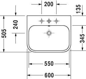 Möbelwaschtisch Happy D.2 600 mm mit ÜL, mit HLB, 1 HL, weiß