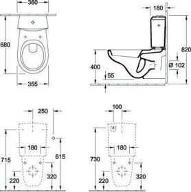 Villeroy & Boch Tiefspül-WC für Kombination O.n 662310 355x680mm Oval Weiß Alpin
