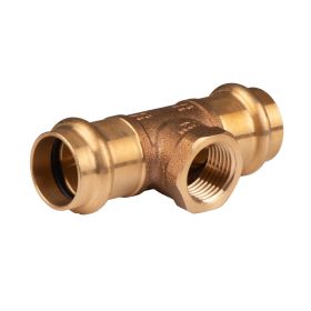 Kupfer Pressfitting T-Stück aus Rotguss 22 mm - 1/2" IG - 22 mm V+M-Kontur DVGW