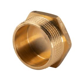 Messing Gewinde-Fitting Stopfen 1 1/4''AG (DN 32) - schwere Ausführung