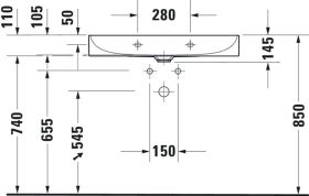 Duravit Möbelwaschtisch DuraSquare 800mm o. ÜL, mit HLB, o.HL, weiß WonderGliss