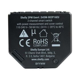 Shelly 2PM Gen4 2-Kanal-Relais WLAN-gesteuerter Smart-Schalter für 2 Stromkreise oder Rollläden max. 16A, WLAN, BT, Unterputz