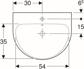 Geberit Renova Waschtisch, 60x48cm m. Hl. mittig, m. Ül., weiß