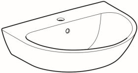 Geberit Renova Waschtisch, 60x48cm m. Hl. mittig, m. Ül., weiß