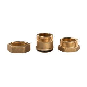 Messing Gewinde-Fitting Verschraubung mit O-Ring konisch dichtend 1 1/4" IG - 1 1/4" AG (DN32) - schwere Ausführung