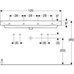 Geberit Smyle Square Waschtisch, 120x48c zwei Hl., m. Ül., weiß, KeraTect