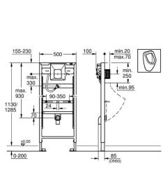 Vorwandelement Grohe Rapid SL für Urinal mit Rapido U