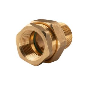 Messing Gewinde-Fitting Verschraubung gerade flachdichtend 1"IG - 1"AG (DN 25) - schwere Ausführung