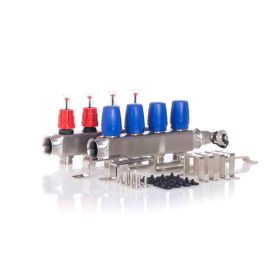 Heizkreisverteiler BASIC für Fußbodenheizung 4 Heizkreise mit Kugelhahn-Set