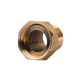 Messing Gewinde-Fitting Schaft flachdichtend mit Kappe 3/4"AG (DN 20) - 1"IG (DN 25) - schwere Ausführung
