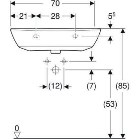 Geberit Renova Waschtisch, 70x52cm m. Hl. mittig, m. Ül., weiß, KeraTect