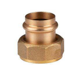 Kupfer Pressfitting Übergangsverschraubung aus Rotguss 28 mm - 1 1/4" IG (Überwurf) flachdichtend V+M-Kontur DVGW