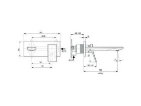 Ideal Standard Wand-Waschtischarmatur Co eckige Rosette, Ausld.225mm,Brushed Gold