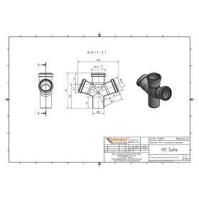 HTsafeDA Doppelabzweig DN 50/50/50 67,5 Grad