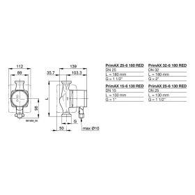 Biral HE-Umwälzpumpe PrimAX T2 25-6 130 RED 230V mit Wärmedämmschale