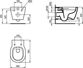 Ideal Standard WC-Paket Connect, WC rand m.WC-Sitz Softclosing,365x550x340mm,Weiß