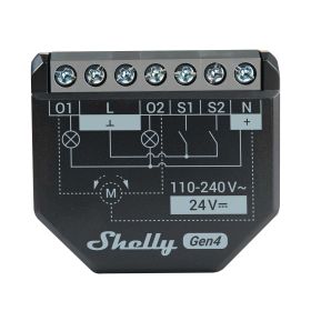 Shelly 2PM Gen4 2-Kanal-Relais WLAN-gesteuerter Smart-Schalter für 2 Stromkreise oder Rollläden max. 16A, WLAN, BT, Unterputz