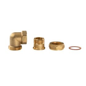 Messing Gewinde-Fitting Winkelverschraubung 90° flachdichtend 1"IG - 1"AG (DN 25) - schwere Ausführung