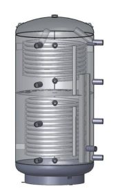Schicht-Pufferspeicher PZRR 800 Liter mit zwei Rohrregistern und 100 mm Isolierung