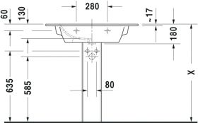Möbelwaschtisch ME by Starck 830 mm mit ÜL, mit HLB, 1 HL, weiß WonderGliss
