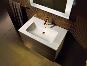 Möbelwaschtisch ME by Starck 830 mm mit ÜL, mit HLB, 1 HL, weiß WonderGliss