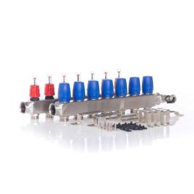 Heizkreisverteiler BASIC für Fußbodenheizung 7 Heizkreise mit Kugelhahn-Set