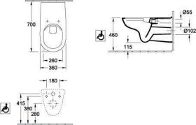 Villeroy & Boch Tiefspül-WC Vita spülrandlos O. Vita 4601R0 360x700mm Oval Weiß Alpin