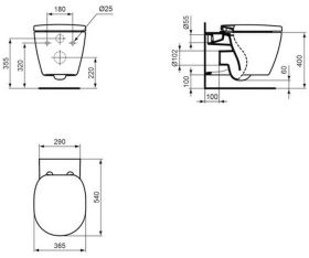 Wand-T-WC Connect, AquaBlade, unsichtbare Bef., 365x545x340mm, Weiß
