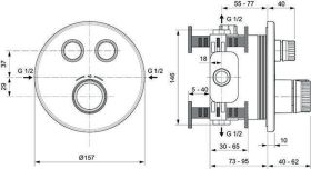 Ideal Standard Brausethermostat UP Cerat 2 Verbraucher Rund Chrom